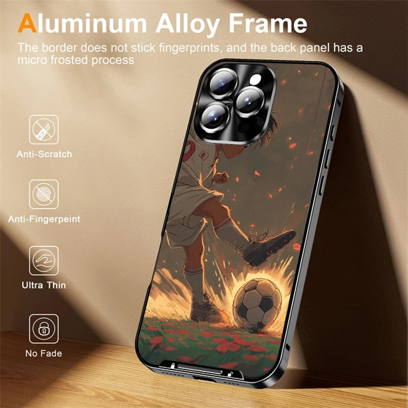 For iPhone 16 Pro Magnetic Case Football Pattern PC+TPU Protective Cover with Lens Film - LK00320-021