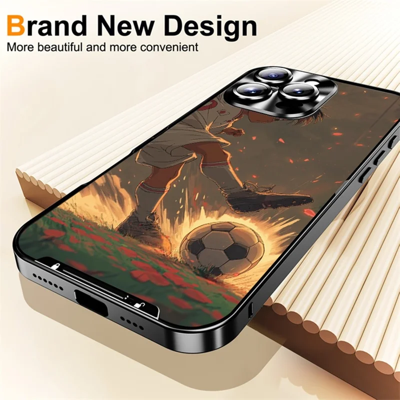 For iPhone 16 Pro Magnetic Case Football Pattern PC+TPU Protective Cover with Lens Film - LK00320-021