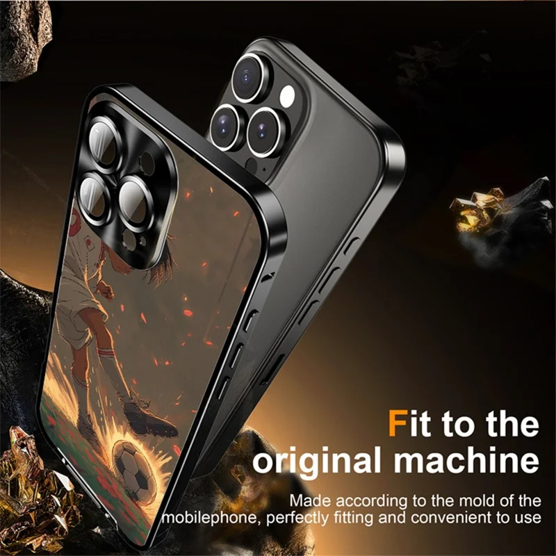 For iPhone 16 Pro Magnetic Case Football Pattern PC+TPU Protective Cover with Lens Film - LK00320-021
