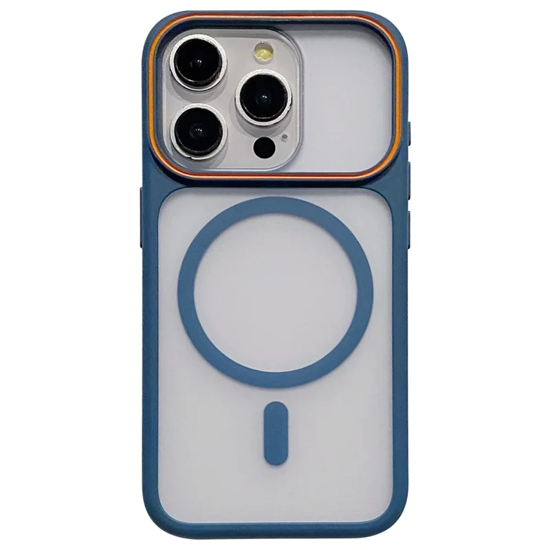 For iPhone 15 Pro Max Magnetic Case Large Viewing Window TPU + PC Shockproof Phone Cover - Blue