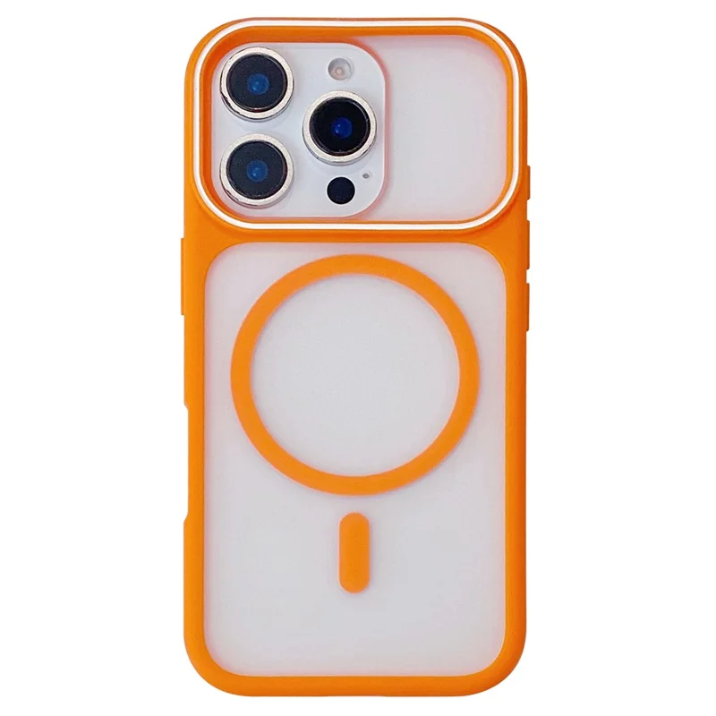For iPhone 16 Pro Max Magnetic Case Large Viewing Window TPU + PC Shockproof Phone Cover - Orange