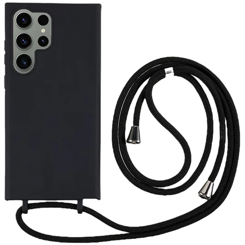 For Samsung Galaxy S26 Ultra Case TPU Soft Shockproof Phone Cover with Adjustable Lanyard - Black