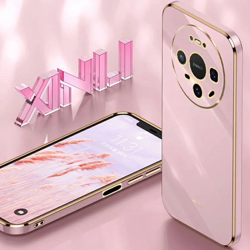 XINLI For Huawei Mate 80 Case TPU Phone Cover with Electroplating Frame - Cyan