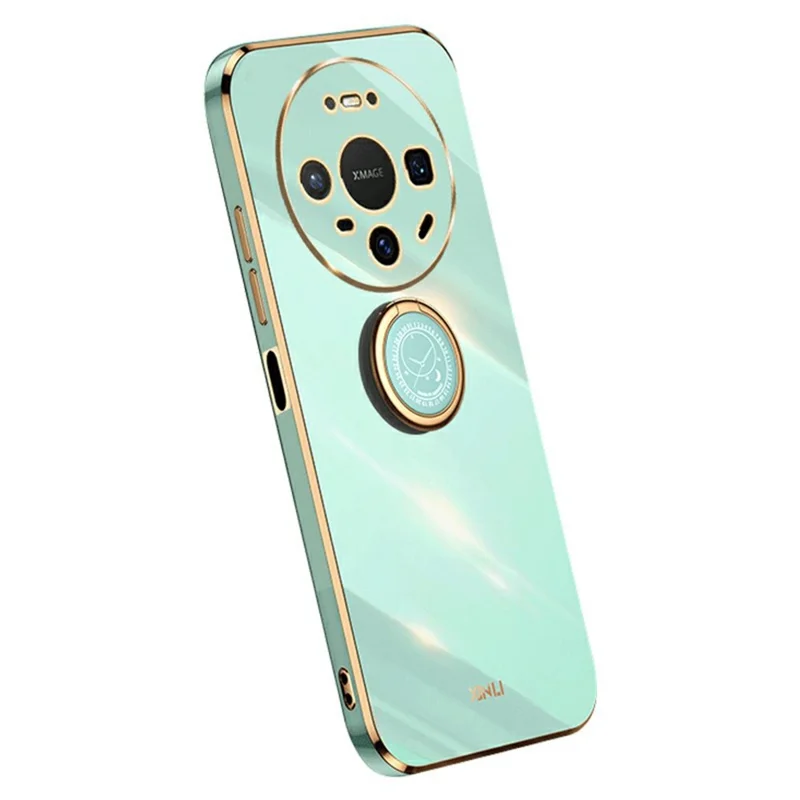 XINLI For Huawei Mate 80 Case Ring Kickstand Electroplating TPU Phone Cover - Cyan