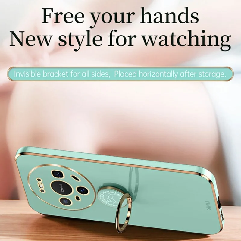 XINLI For Huawei Mate 80 Case Ring Kickstand Electroplating TPU Phone Cover - Cyan