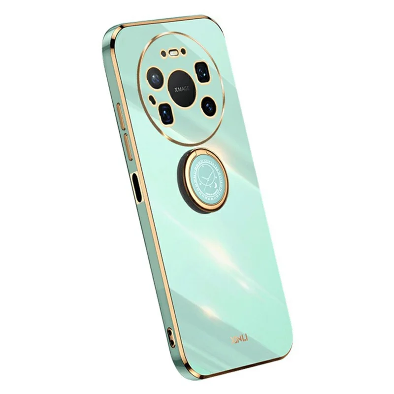 XINLI For Huawei Mate 80 Pro Max Case Ring Kickstand Electroplating TPU Phone Cover - Cyan