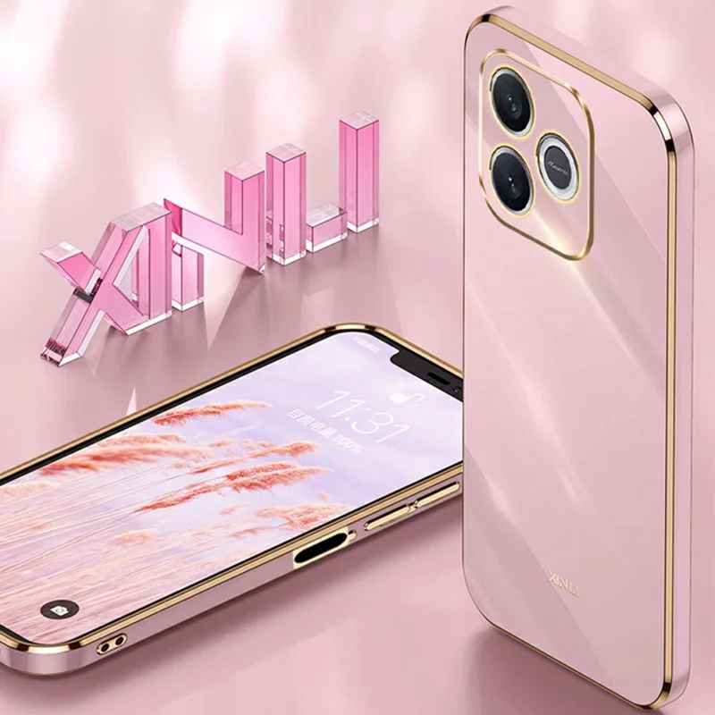 XINLI For Honor 600 Lite 5G Case TPU Phone Cover with Electroplating Frame - Cyan