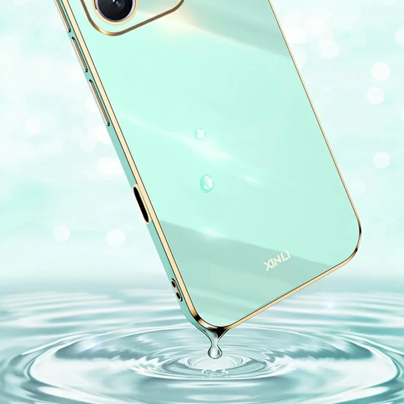 XINLI For Honor 600 Lite 5G Case TPU Phone Cover with Electroplating Frame - Cyan