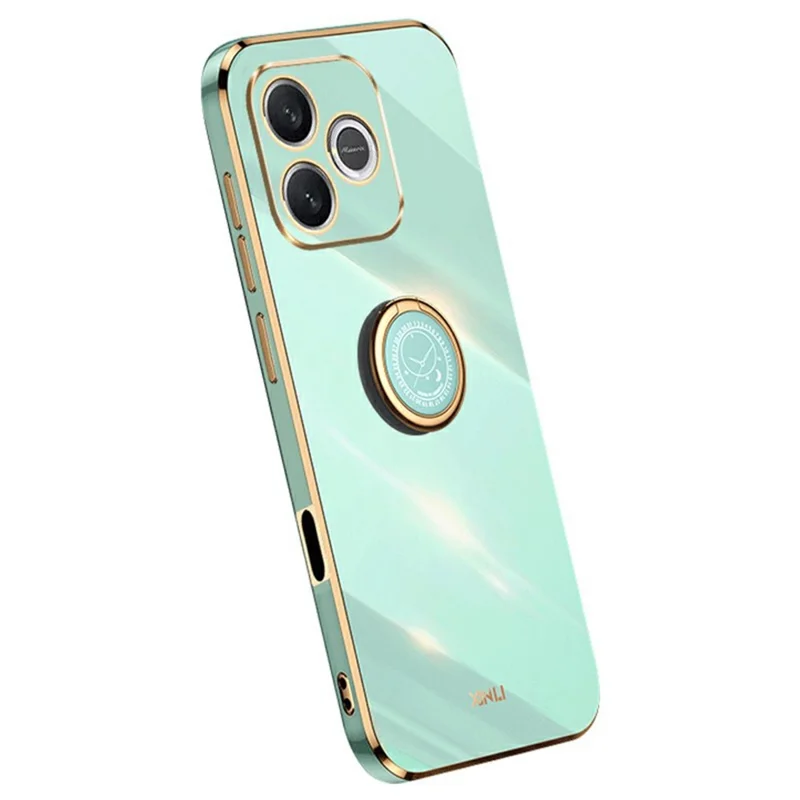 XINLI For Honor 600 Lite 5G Case Ring Kickstand Electroplating TPU Phone Cover - Cyan