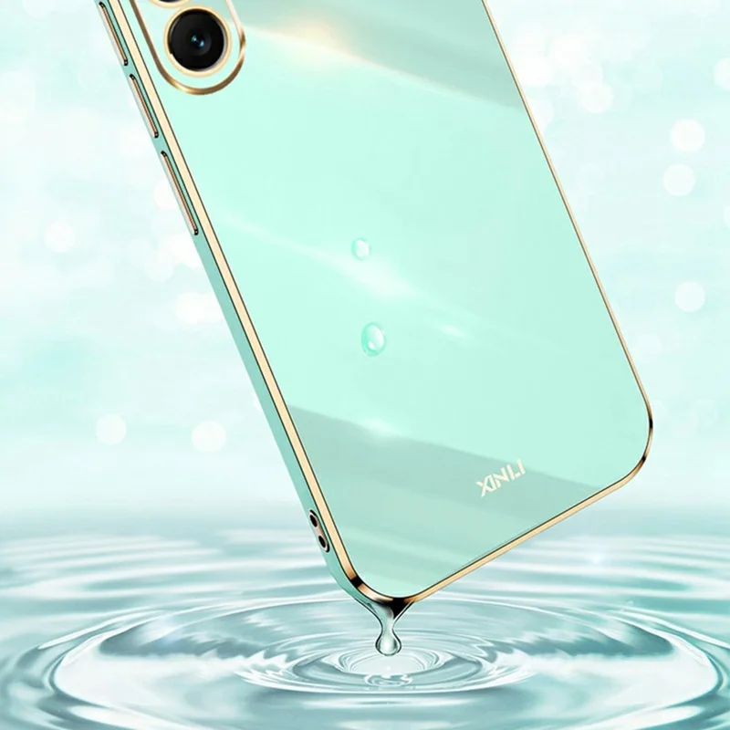 XINLI For Samsung Galaxy A37 5G Case TPU Phone Cover with Electroplating Frame - Cyan
