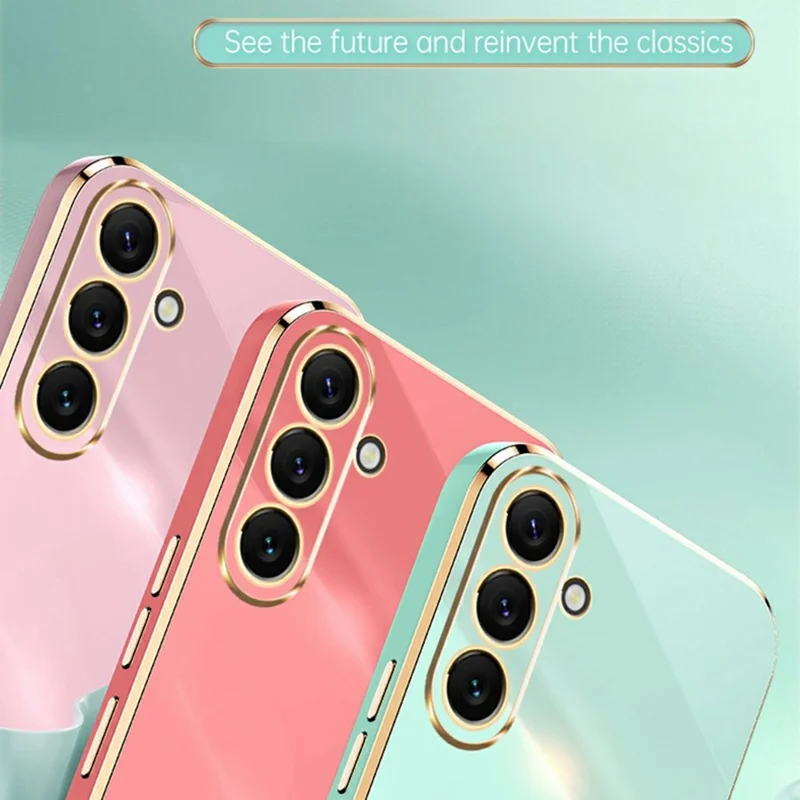 XINLI For Samsung Galaxy A57 5G Case TPU Phone Cover with Electroplating Frame - Cyan