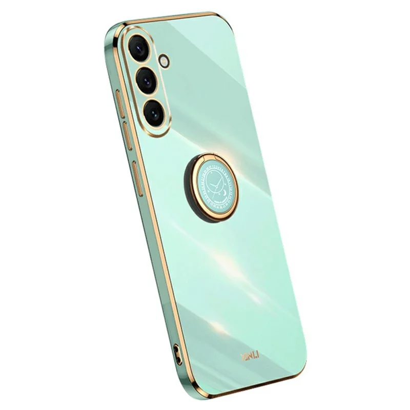 XINLI For Samsung Galaxy A57 5G Case Ring Kickstand Electroplating TPU Phone Cover - Cyan