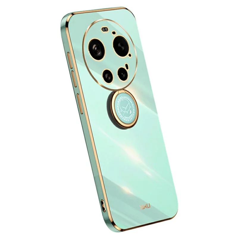 XINLI For Xiaomi 17 Ultra 5G Case Ring Kickstand Electroplating TPU Phone Cover - Cyan