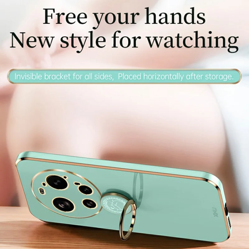 XINLI For Xiaomi 17 Ultra 5G Case Ring Kickstand Electroplating TPU Phone Cover - Cyan