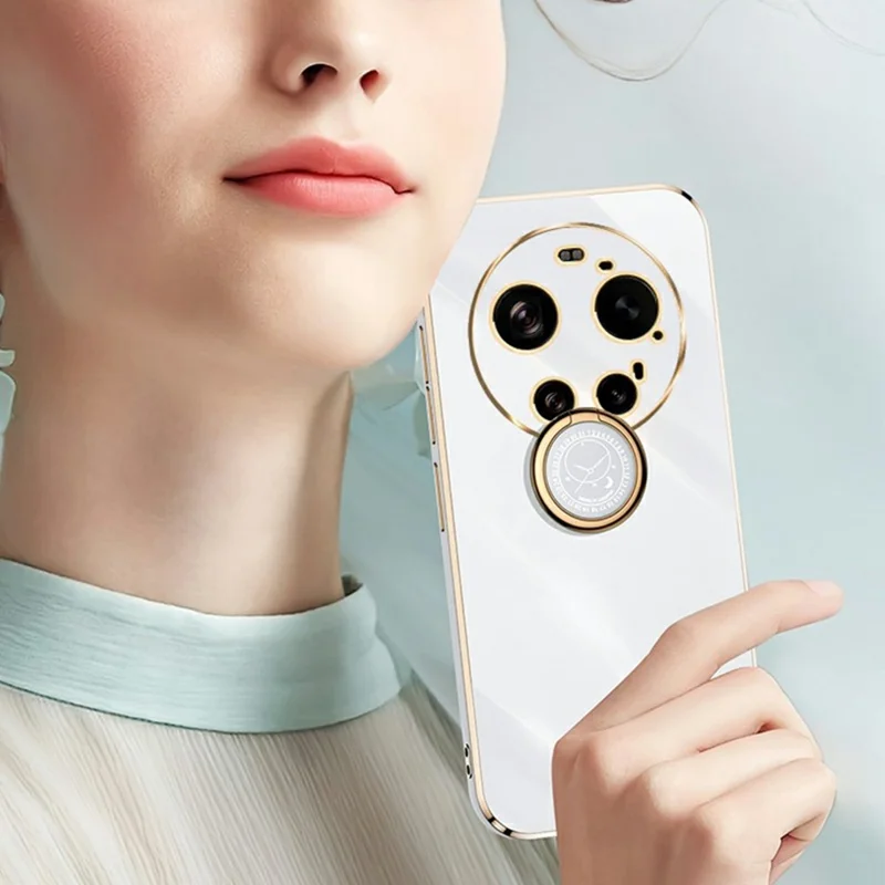 XINLI For Xiaomi 17 Ultra 5G Case Ring Kickstand Electroplating TPU Phone Cover - Cyan