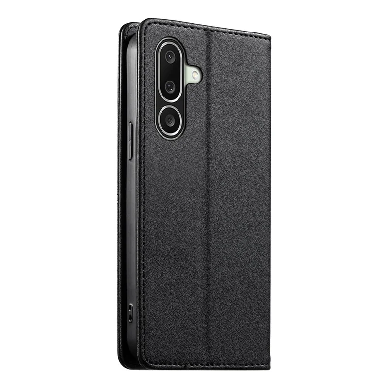 For Samsung Galaxy A27 5G Wallet Stand Case Line Splicing TPU PU Leather Phone Cover - Black
