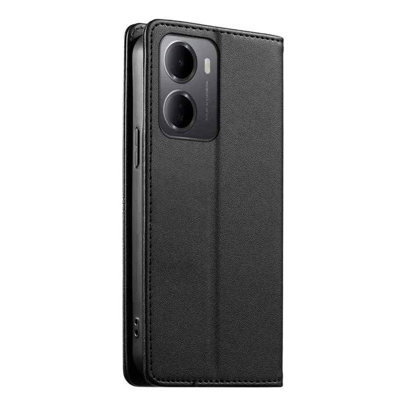 حالة محفظة واقف لـ Xiaomi Redmi 15a 5G غطاء هاتف من جلد PU وTPU بلون أنيق - أسود