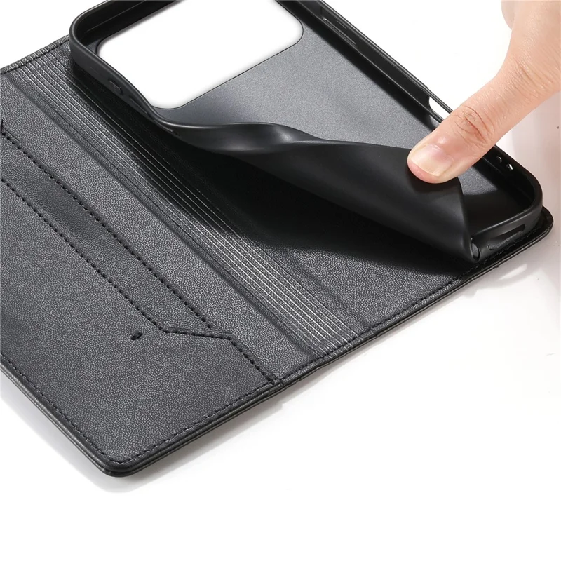 For Xiaomi Poco F8 Ultra 5G / Redmi K90 Pro Max 5G Wallet Stand Case Line Splicing TPU PU Leather Phone Cover - Black