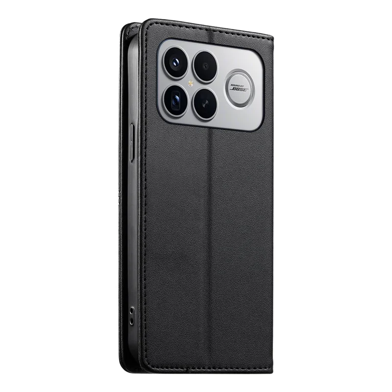For Xiaomi Poco F8 Ultra 5G / Redmi K90 Pro Max 5G Wallet Stand Case Line Splicing TPU PU Leather Phone Cover - Black