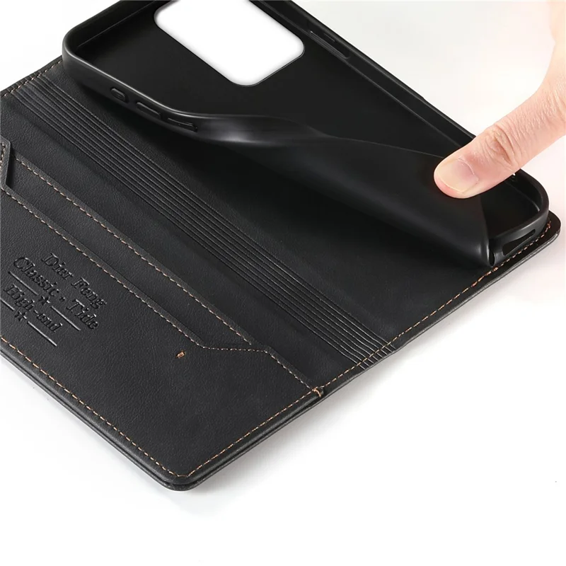 DIERFENG DF-019 til Xiaomi Redmi 15a 5G Læder Wallet Case Magnetisk Flip Cover med Kortfag RFID-blokerende - Sort