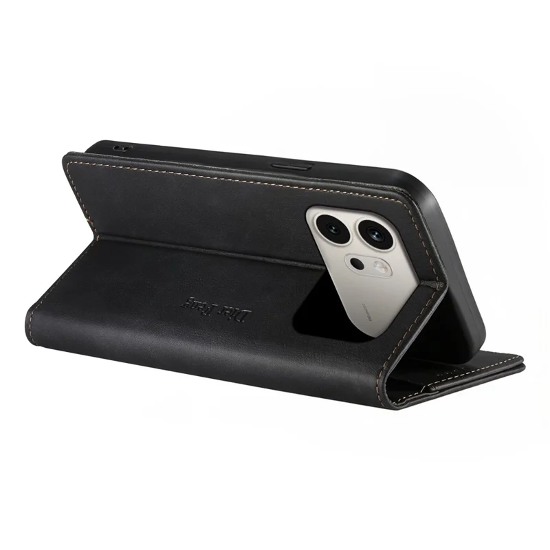 DIERFENG DF-019 till Honor 600 5G Läderplånboksfodral Magnetisk vikbar lock med kortfack RFID-skydd - Svart