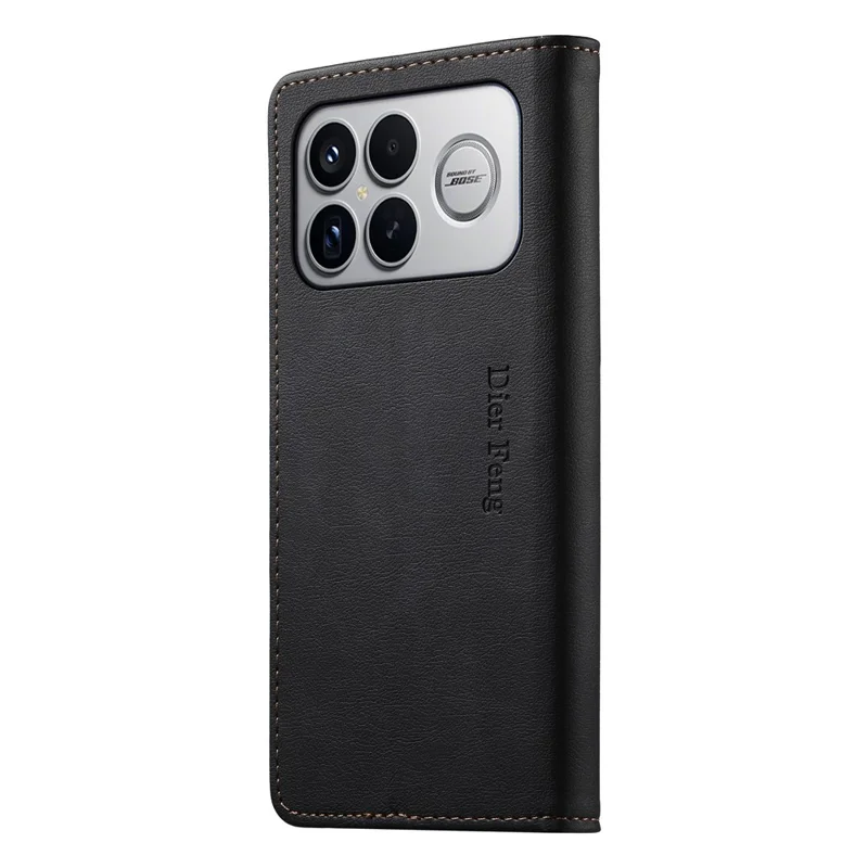 DIERFENG DF-019 for Xiaomi Poco F8 Ultra 5G / Redmi K90 Pro Max 5G Leather Wallet Case Magnetic Flip Cover with Card Slots RFID Blocking - Black
