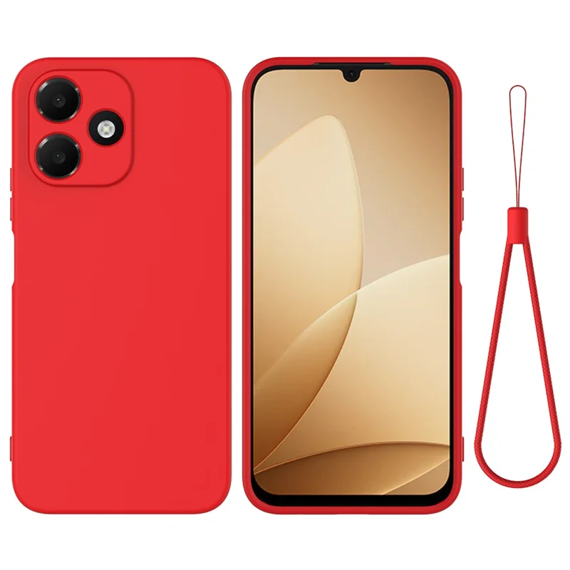Coque en silicone liquide pour Oppo A6c 4G avec dragonne arrière - Rouge