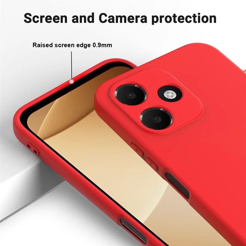 Coque en silicone liquide pour Oppo A6c 4G avec dragonne arrière - Rouge