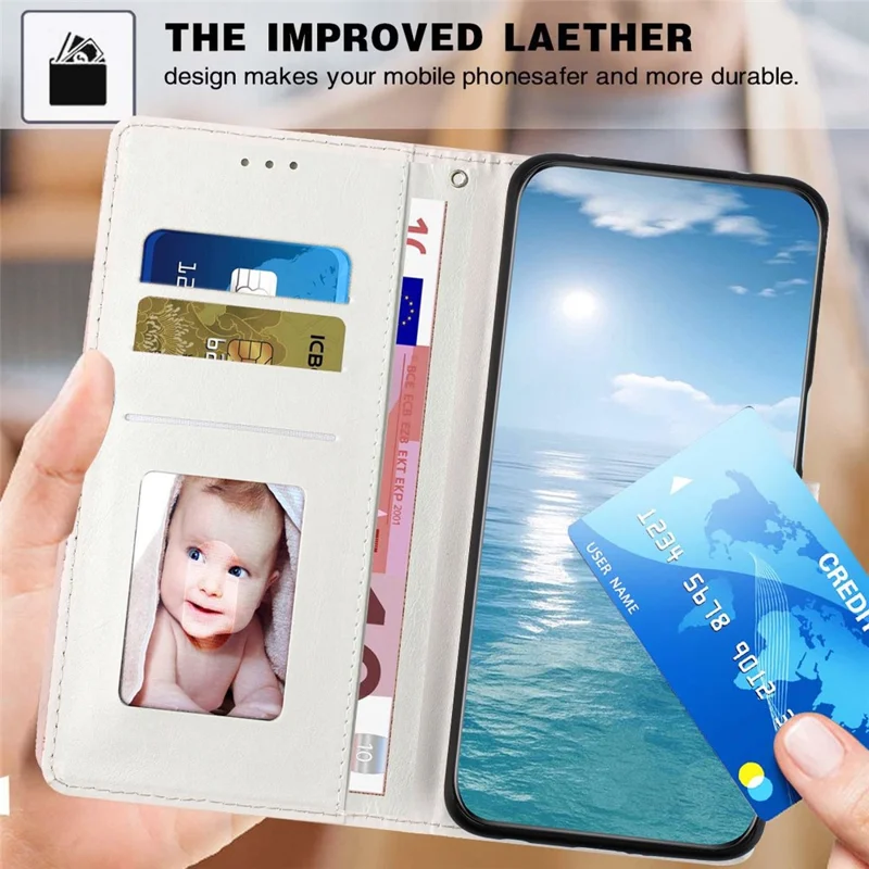 For iPhone 16 Wallet Case Pattern Printing PU Leather Stand Flip Phone Cover with Wrist Strap - Milk Tea Bear