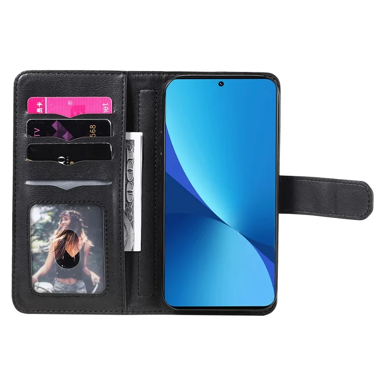 KT Série Multifonctionnelle 1 Pour Xiaomi 12 Lite 5G Téléphone Anti-shock Carte de Reprise du Support pu Leather Flip Téléphone Bautique - le Noir