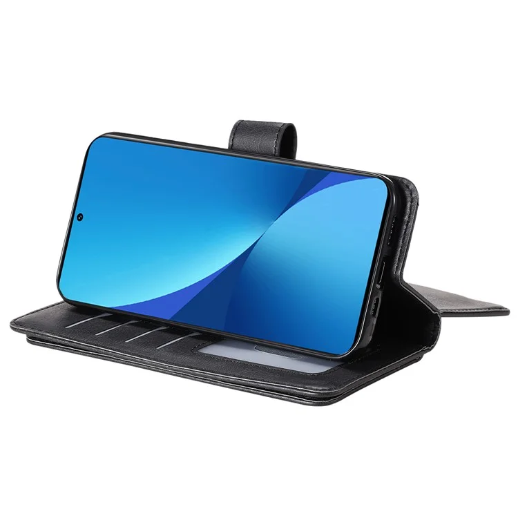 KT Série Multifonctionnelle 1 Pour Xiaomi 12 Lite 5G Téléphone Anti-shock Carte de Reprise du Support pu Leather Flip Téléphone Bautique - le Noir
