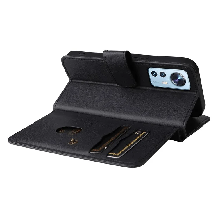 KT Série Multifonctionnelle 1 Pour Xiaomi 12 Lite 5G Téléphone Anti-shock Carte de Reprise du Support pu Leather Flip Téléphone Bautique - le Noir