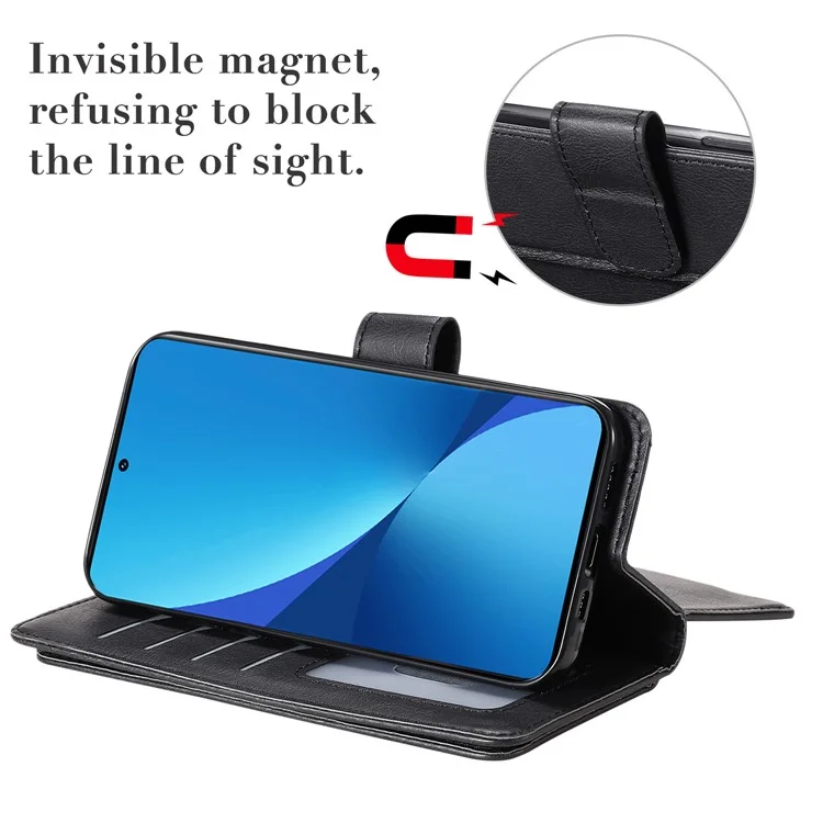 KT Série Multifonctionnelle 1 Pour Xiaomi 12 Lite 5G Téléphone Anti-shock Carte de Reprise du Support pu Leather Flip Téléphone Bautique - le Noir