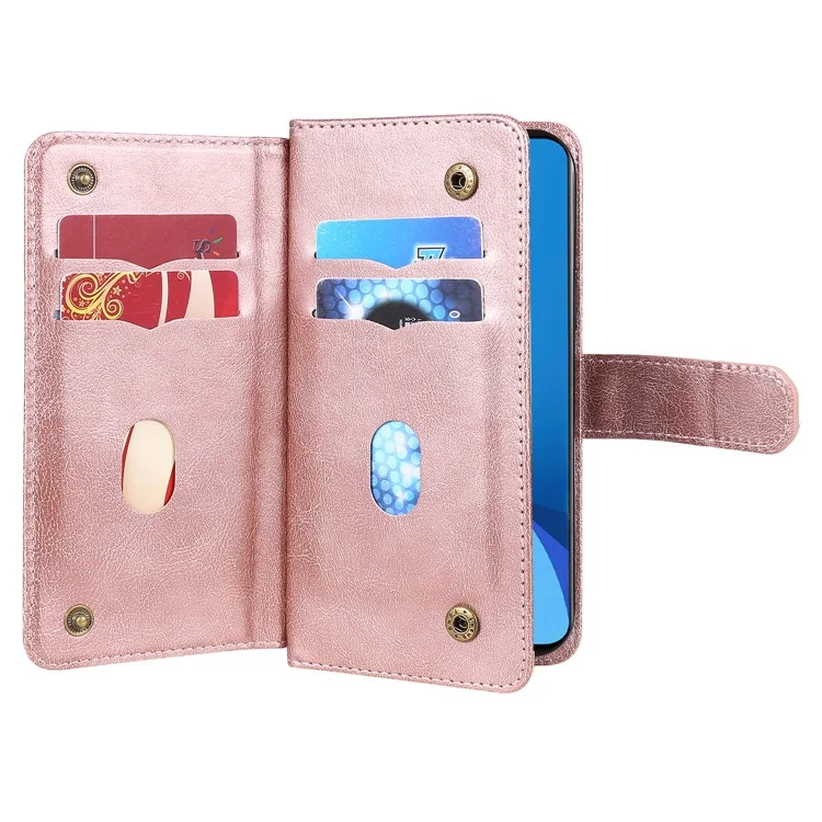 KT Série Multifonctionnelle 1 Pour Xiaomi 12 Lite 5G Téléphone Anti-shock Carte de Reprise du Support pu Leather Flip Téléphone Bautique - or Rose