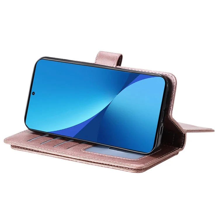 KT Série Multifonctionnelle 1 Pour Xiaomi 12 Lite 5G Téléphone Anti-shock Carte de Reprise du Support pu Leather Flip Téléphone Bautique - or Rose