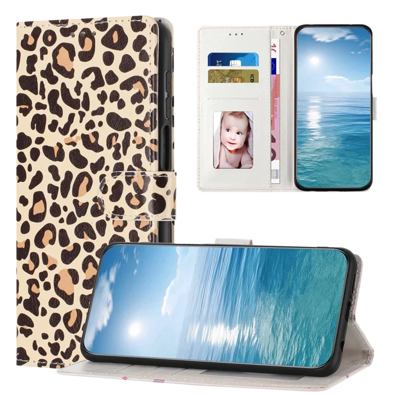 For Samsung Galaxy A05s 4G Wallet Case Pattern Printing PU Leather Stand Flip Phone Cover with Wrist Strap - Leopard Print