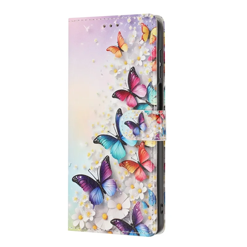 For Oppo A6 Pro 5G Wallet Case Pattern Printing PU Leather Stand Flip Phone Cover with Wrist Strap - Colorful Butterfly