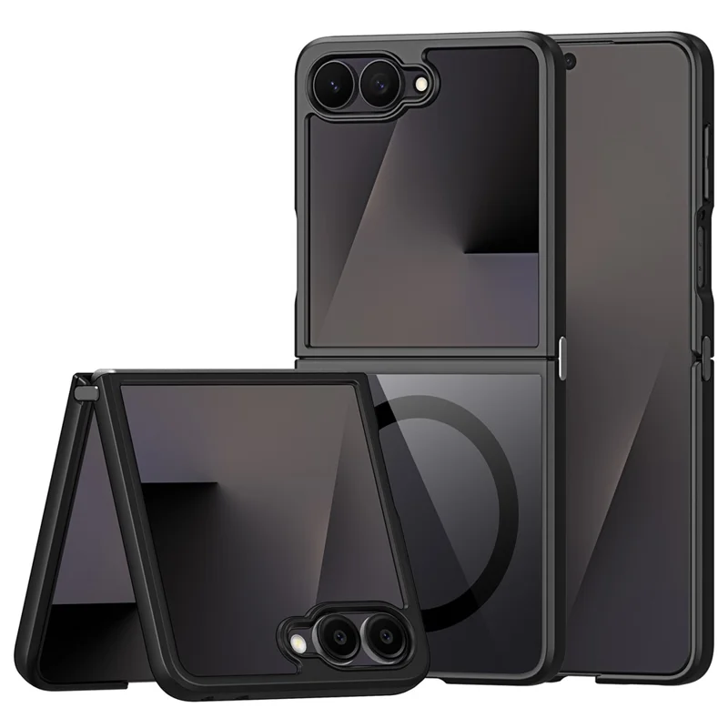 DUX DUCIS Aimo Series For Samsung Galaxy Z Flip8 Magnetic Case PC + TPU Clear Back Phone Cover (REACH Certification) - Black