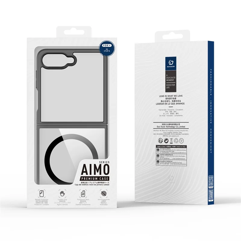 DUX DUCIS Aimo Series For Samsung Galaxy Z Flip8 Magnetic Case PC + TPU Clear Back Phone Cover (REACH Certification) - Black