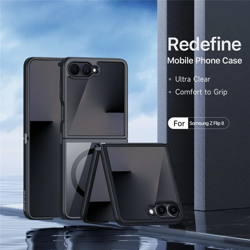 DUX DUCIS Aimo Series For Samsung Galaxy Z Flip8 Magnetic Case PC + TPU Clear Back Phone Cover (REACH Certification) - Black