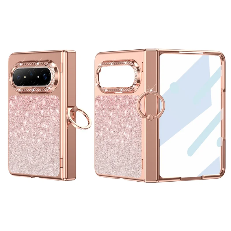 For Huawei Pura X2 Case Glitter Design Rhinestone Decor Hard PC Phone Cover - Pink