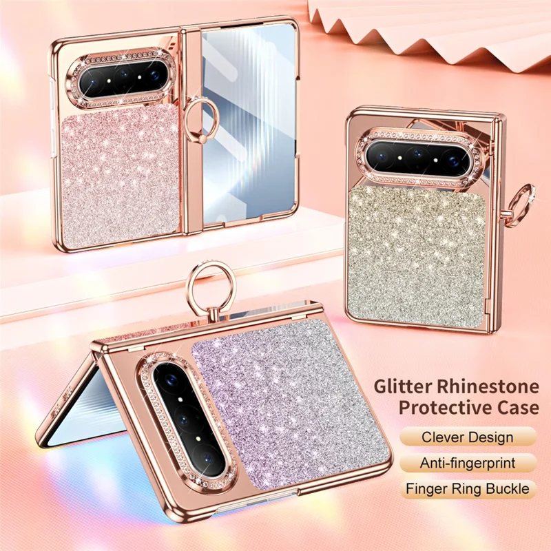 For Huawei Pura X2 Case Glitter Design Rhinestone Decor Hard PC Phone Cover - Pink
