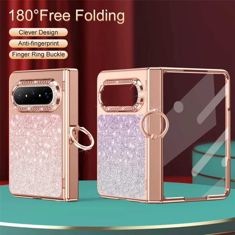 For Huawei Pura X2 Case Glitter Design Rhinestone Decor Hard PC Phone Cover - Pink