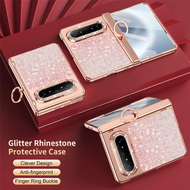 For Huawei Pura X2 Case Glitter Design Rhinestone Decor Hard PC Phone Cover - Pink