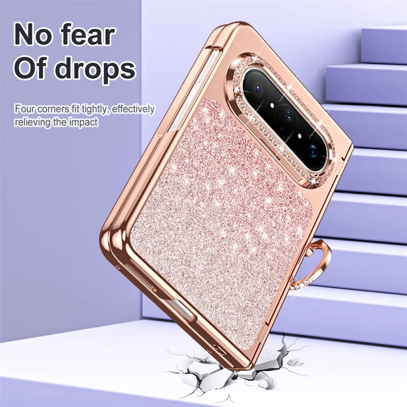 For Huawei Pura X2 Case Glitter Design Rhinestone Decor Hard PC Phone Cover - Pink