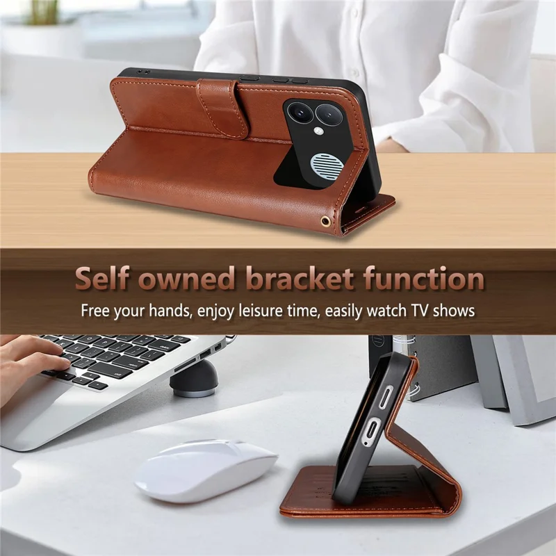 AZNS For Xiaomi Redmi K90 Max 5G Case Anti-Scratch PU Leather Stand Wallet Phone Cover - Brown