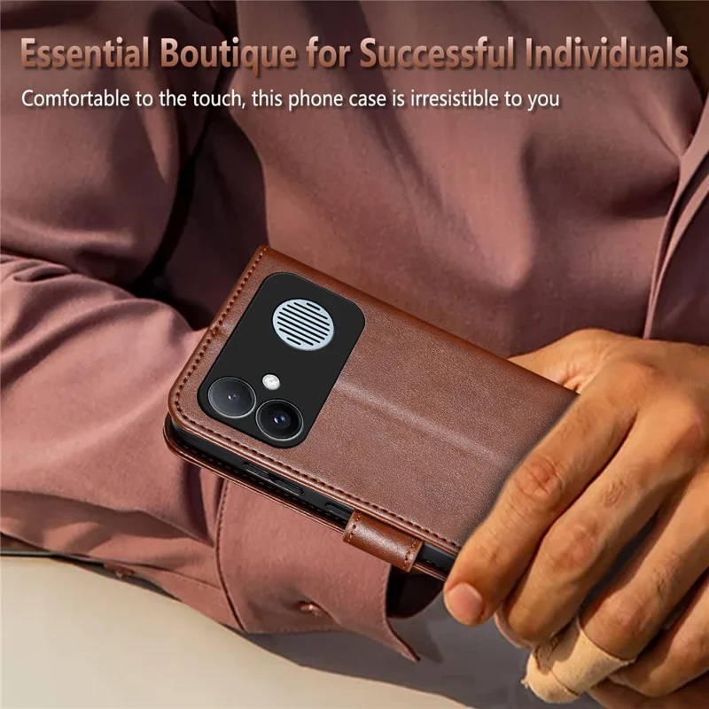 AZNS For Xiaomi Redmi K90 Max 5G Case Anti-Scratch PU Leather Stand Wallet Phone Cover - Brown