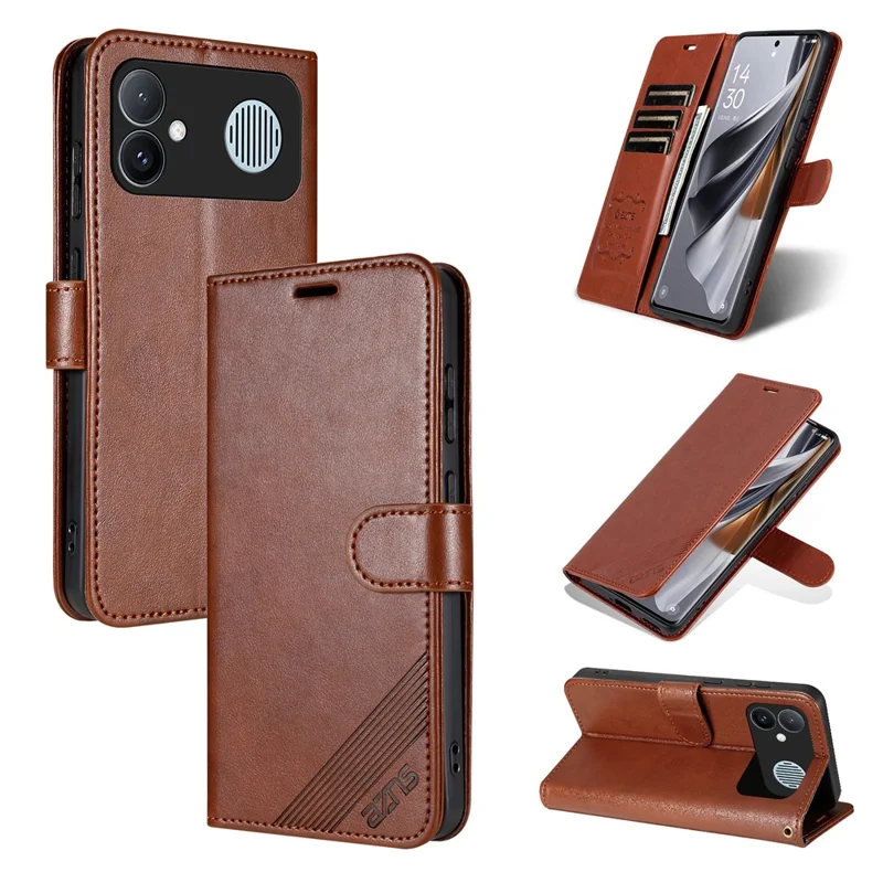 AZNS For Xiaomi Redmi K90 Max 5G Case Anti-Scratch PU Leather Stand Wallet Phone Cover - Brown