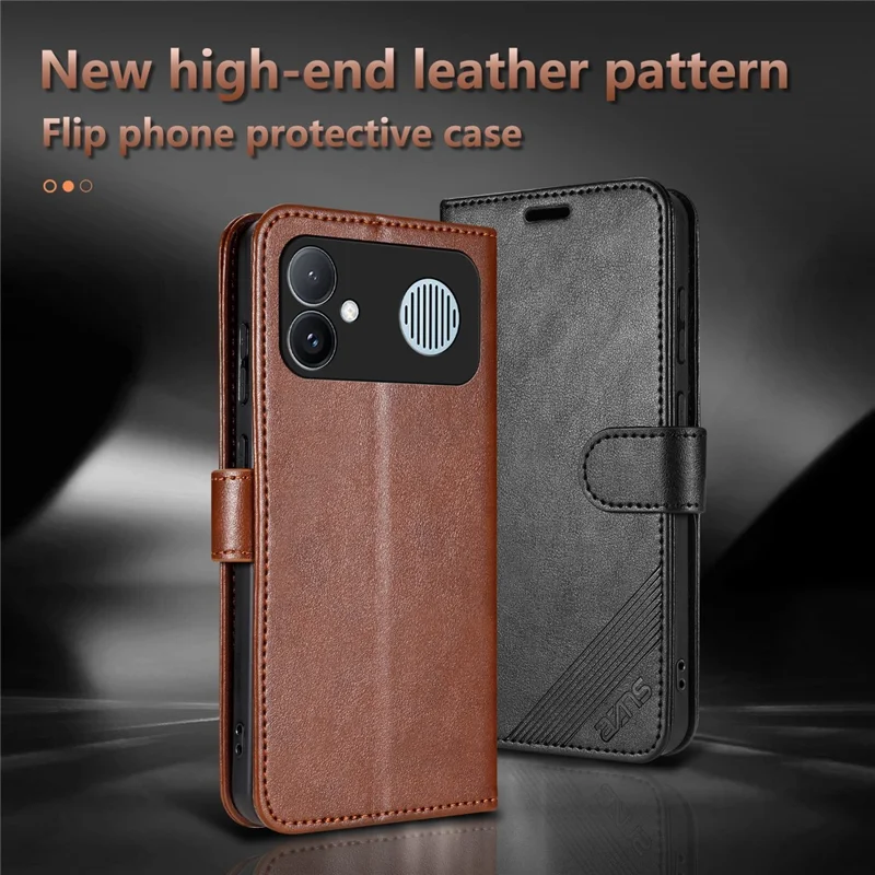 AZNS For Xiaomi Redmi K90 Max 5G Case Anti-Scratch PU Leather Stand Wallet Phone Cover - Brown
