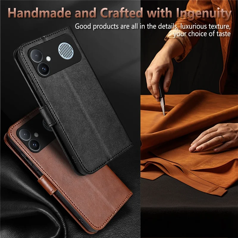 AZNS For Xiaomi Redmi K90 Max 5G Case Anti-Scratch PU Leather Stand Wallet Phone Cover - Brown